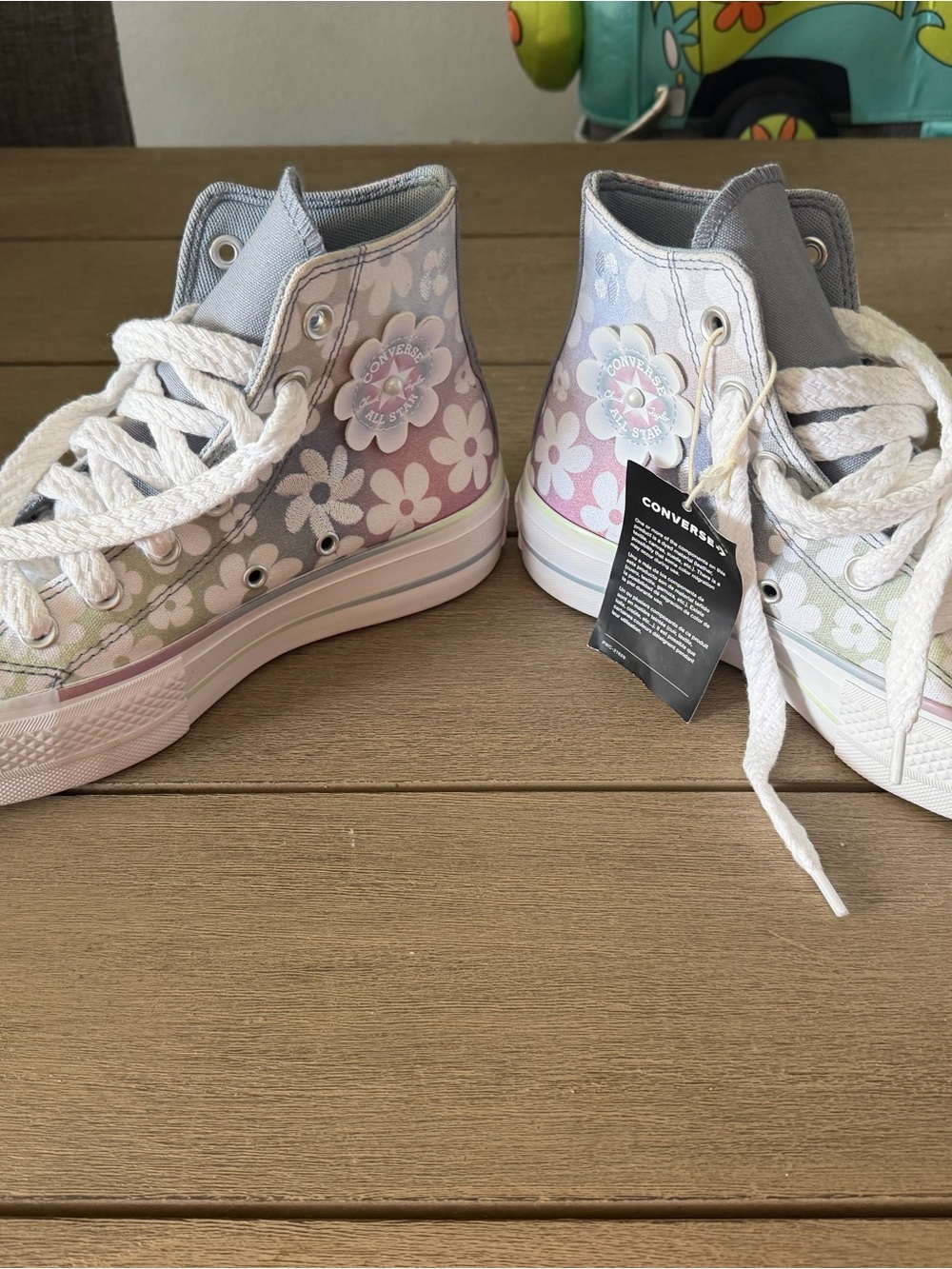 Converse Kids' High Top Sneakers in Pastel Pink & Light Blue Floral